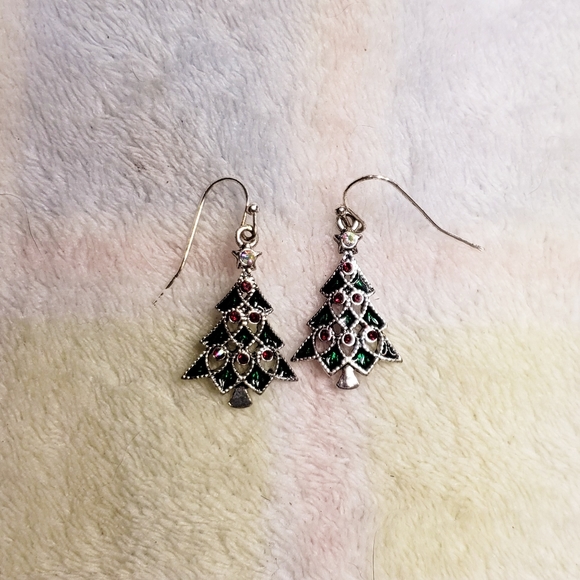 Merry and Bright Enamel Christmas Tree Earrings - Picture 5 of 6